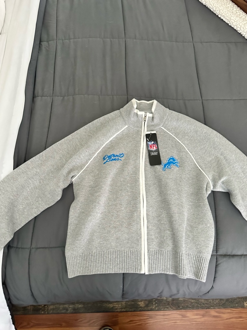 Grey Full-Zip NFL Detroit Lions Zip-up